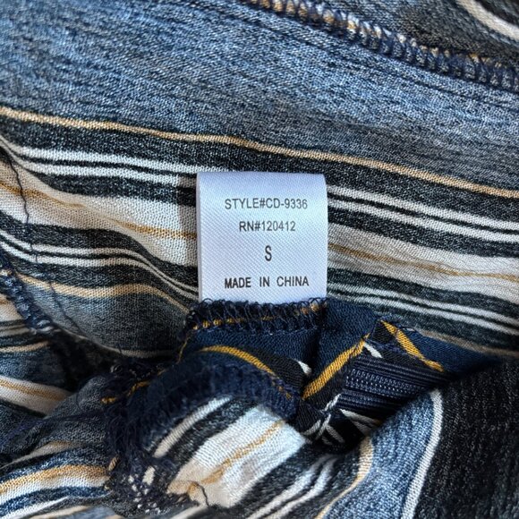 Winds of Change Striped Blue and Yellow Mini Dress Womens Small Boho Feminine - Picture 13 of 16